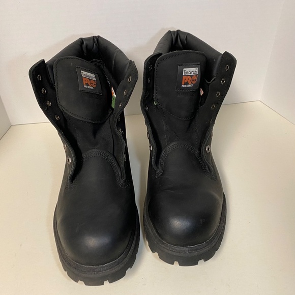 Timberland Pro Size 14 Black Leather Steel Toe Boots No Laces Very Good Cond main image 5